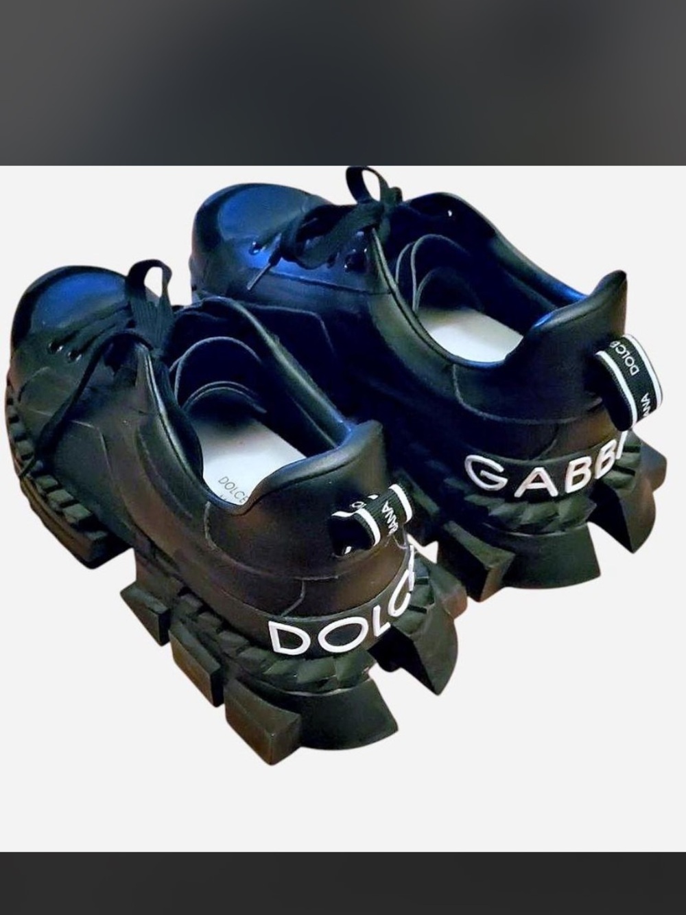 Dolce & Gabbana “SUPER QUEEN” Chunk All-Black Lace-Up Men's Shoes